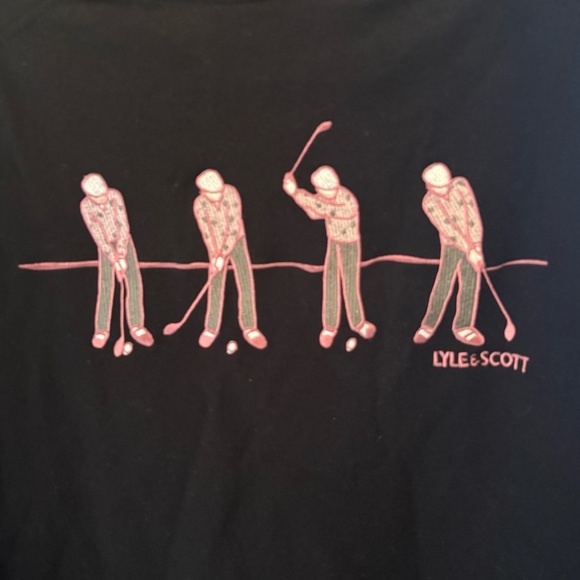 Lyle & Scott Black Wool Blend Men Golfers Embroidery Sweater Size Medium - Picture 2 of 7